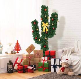 Joyhalo Cm20644 6ft Christmas Cactus Tree Artificial Holiday Decoration Green Indoor Outdoor