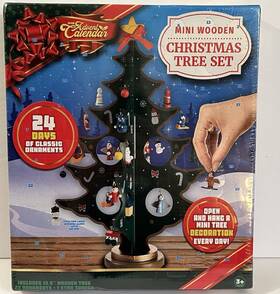 11883 Joyin Christmas Tree Advent Calendar Wooden 28 Ornaments 24 Day Countdown