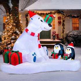 Joyin Inc 840165811789 Joiedomi 6 Ft Long Christmas Inflatable Decoration Polar Bear And Penguins With Bu