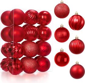 Joyin Us Corp 840332663524 Joiedomi 24 Pcs Red Christmas Balls Ornaments Set 1.6 Inch Small Shatterproof Chris
