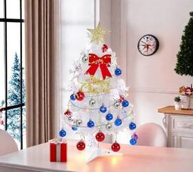 Joyin Us Corp 840332668239 24 Inch /2ft White Mini Christmas Tree With Lights Table Top Artificial Tr