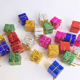 Jporshu 730140816499 24pcs Shiny Mini Boxes Ornaments Christmas Tree Decoration Metal Foil Wra