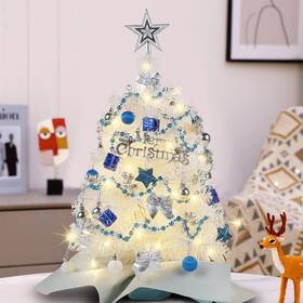 Juegoal 705353376504 White Mini Christmas Tree 24 Inch/2 Ft Lighted Tabletop Artificial Xmas