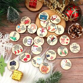 Juleasel Tokens-01 Christmas Advent Calendar Fillers 24 Countdown Wooden Tokens With Fun Holiday Ac