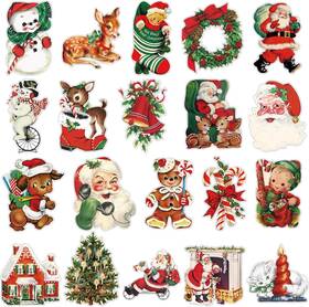 Cutout-24 K1tpde Vintage Christmas Cutout Decoration - 24pcs Santa Claus Snowman For Home