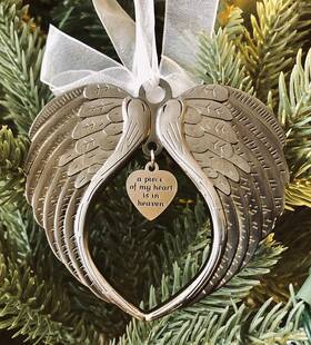 K9king 689354092536 Christmas Ornaments Angel Wings - A Piece Of My Heart Is In Heaven Ornament F