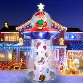 Ebanku-ld165 Kalolary Christmas Ufo With Santa Claus Airblown Inflatable Decor Lawn Holiday Led New Us