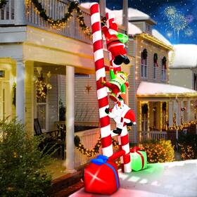 Kalolary-a350 Kalolary 10 Ft Santa Climbing Ladder Inflatable Outdoor Decoration Christmas