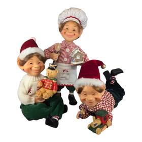Karen Didion 813936029218 Set Of3 9 Inch Elves Elf Baker Bear Soldier Figure Doll Christmas Decor