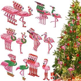 Lon-karenhi-252 Karenhi 36 Pcs Flamingo Christmas Tree Ornament Pink Hanging Ornaments Gift Wooden Ch
