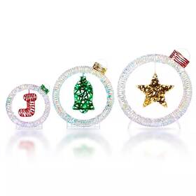 Karl Home 313043225225 24 Inch 3pcs Lighted Iridescent Ball Set Display Christmas Decorations