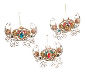08-783499 Katherines Collection Jeweled Glittery Crabs Wire Christmas Holiday Ornaments Set Of 3