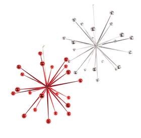 18-945961 Katherines Collection Atomic Bursts Red Silver Christmas Holiday Hanging Figurines 17 Inches Set Of 2