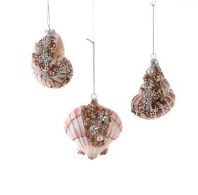 22-922638 Katherines Collection Treasures Of Sea Encrusted Shell Christmas Holiday Ornaments Set 3