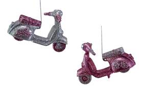 34-834471 Katherines Collection Pink And Silver Glittered Scooters Christmas Ornaments Set Of 2