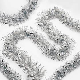 Gdj00530 Kinglake Garden Christmas Tinsel Garland 33ft Silver Tree Metallic H