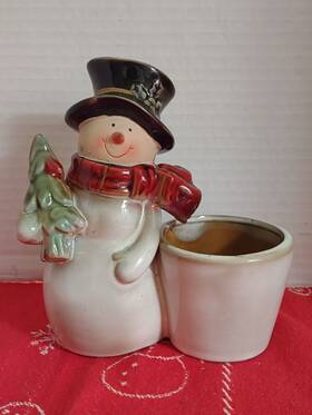 Kirkland 027713560416 Snowman Candle Holder Ceramic Christmas Super Cute
