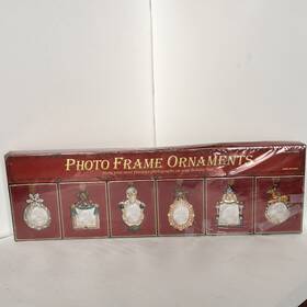 Kirkland 400007156593 Jewel Enamel And Metal Christmas Photo Frame Ornaments Set/6 Costco New