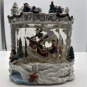 Kirkland Signature 096619668694 Christmas Snow Globe Music Box Lighted Water Window Snowman Ski Sled