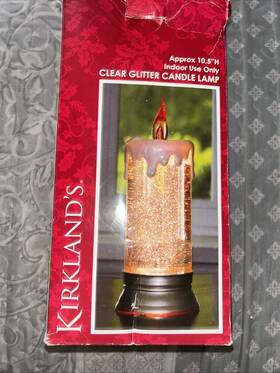 087938 Kirklands 10.5 Inch Clear Glitter Candle Lamp Light-up Indoor Christmas Decoration