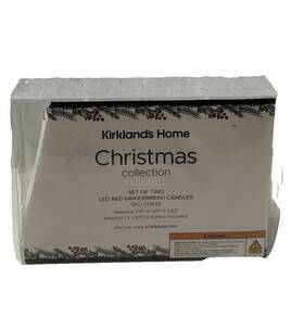 311847 Kirklands Kirkland S Pillar Led Candle Light Gingerbread Man Christmas Table Decor Set/2