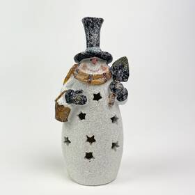 Kirklands 666079914251 Christmas Led Snowman Glitter With Changing Color Lights Tree 7 Inch Tall
