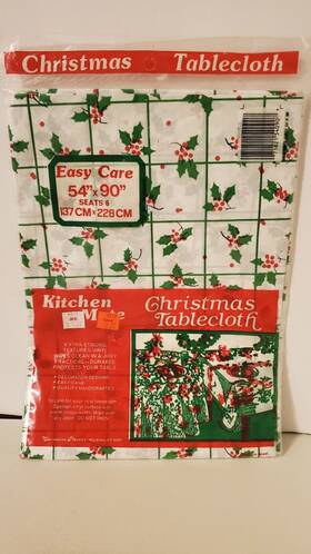 Kitchen Mate 043055211113 Vintage Christmas Vinyl Tablecloth 54 Inch X 90 Unopened
