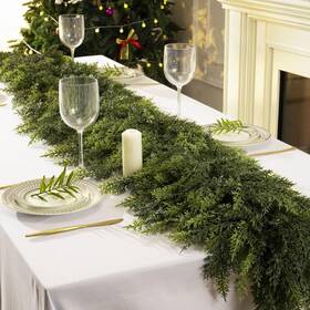 Dc-015 Kiwdy 2 Pcs 9 Feet Christmas Cedar Garland - Thick Lush Realistic Artificial Green