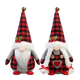 Pm22103 Knomeko Christmas Gnomes Plush With Red Buffalo Check 2 Pack Handmade Valen