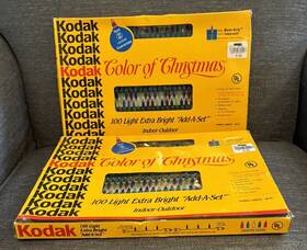 Kodak 044038210000 Lot Of 2 Vtg Color Christmas Multicolored Indoor Outdoor 100 Light Sets