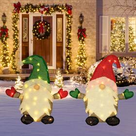 Tybf-ss02 Kofero Lighted Christmas Tinsel Gnomes Yard Decorations Outdoor 2 Pack Light Up Coll