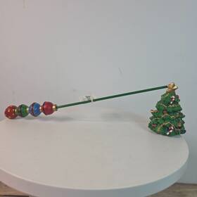 0654043 Kohls Vintage Christmas Tree Candle Snuffer With Hand-painted Ornament Accents And Detai