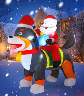 Qm-04 Koncifun 7.2 Ft Christmas Inflatables Yard Decorations Outdoor Santa Claus Riding Dog Chr