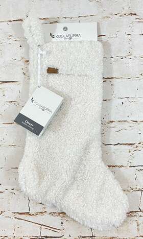 27983 Koolaburra By Ugg New Clover Christmas Stocking White Faux Fur Plush Sherpa