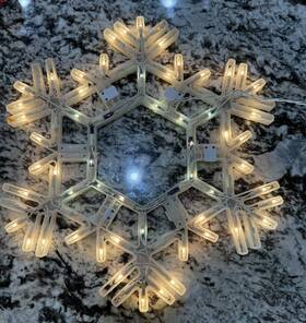 Kringle Traditions 840052178179 20 Inch Warm White Led Christmas Snowflake Outdoor Hanging Folding Decor. Set Of 3