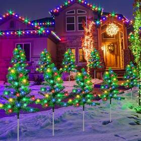 Cp012 Kucicezu 6pcs Solar Christmas Tree For Decorations Outdoor Pathway Lights