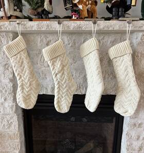 Kunyida 229980751564 Set Of 4 Ivory Cable Knit 18 Inch Christmas Stockings