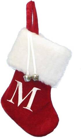 Kurt Adler 086131183348 7 Inch Red And White Monogram M Mini Christmas Stocking