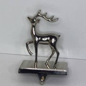 Kurt Adler 086131247231 Metal Silver Reindeer Stocking Holder Right Facing Christmas