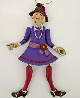 Kurt Adler 086131450709 S Chaty Brunch Lady Red Hat Coffee Resin Christmas Ornament 8 Inch