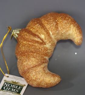 Kurt Adler 086131536168 Noble Gems 4.25-inch Brown And Yellow Croissant Christmas Ornament