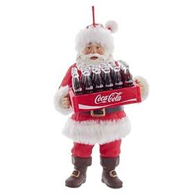 Kurt Adler 086131565786 Coca Cola Santa Holding Case Of Coke Christmas Ornament Cc9201
