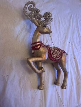 Kurt Adler 086131667787 Regal Golden And Red Reindeer Christmas Holiday Ornament