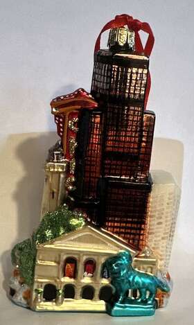 Kurt Adler 086131788055 Noble Gems Chicago City Scape Glass Xmas Ornament Il Landscape Dated