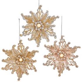 Kurt Adler 086131840838 Acrylic Ornament For Christmas Tree Poinsettia Pack Of 3