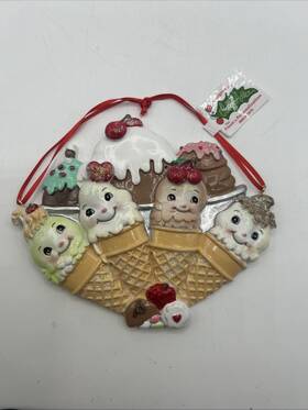 Kurt Adler 086131855993 Smiling Ice Cream Cone Family Of 4 Resin Christmas Tree Ornament