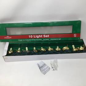 1515 Kurt Adler 1515/60 Christmas 10 Light Set Clip On Candle Gold Dish Green Cord 138 Inch