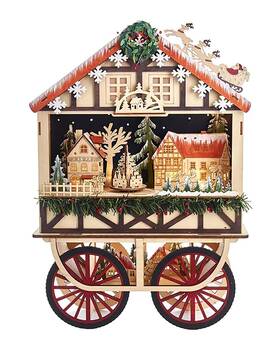 30509846470000 Kurt Adler 18.9in Wagon Santa Christmas Village Tablepiece Multicolor