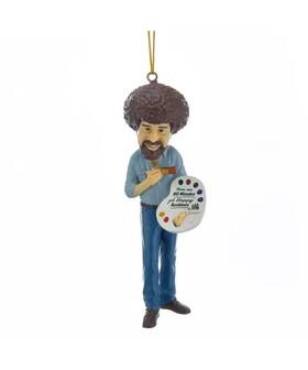 Bo2181 Kurt Adler Realistic Bob Ross Figural Christmas Tree Hanging With Gold String Ornament