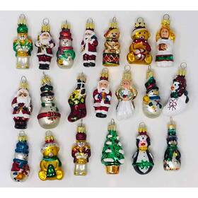 C1598 Kurt Adler Petite Treasures Miniature Glass Christmas Tree Ornaments Set Of 20